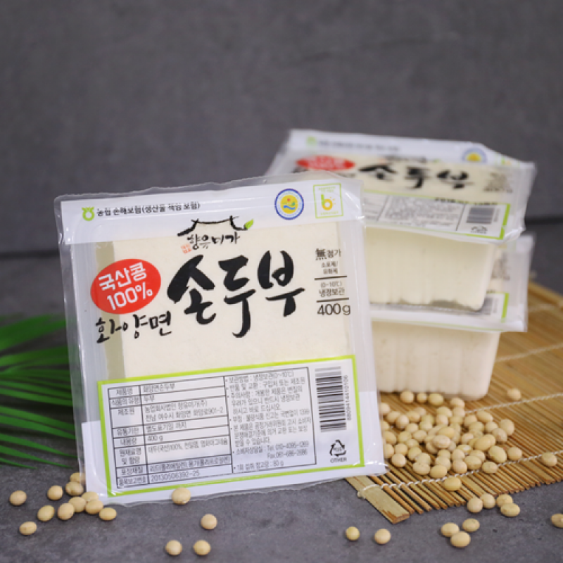 [농식품바우처] (향유미가) 100% 국산콩 화양면 손두부 400g*3팩